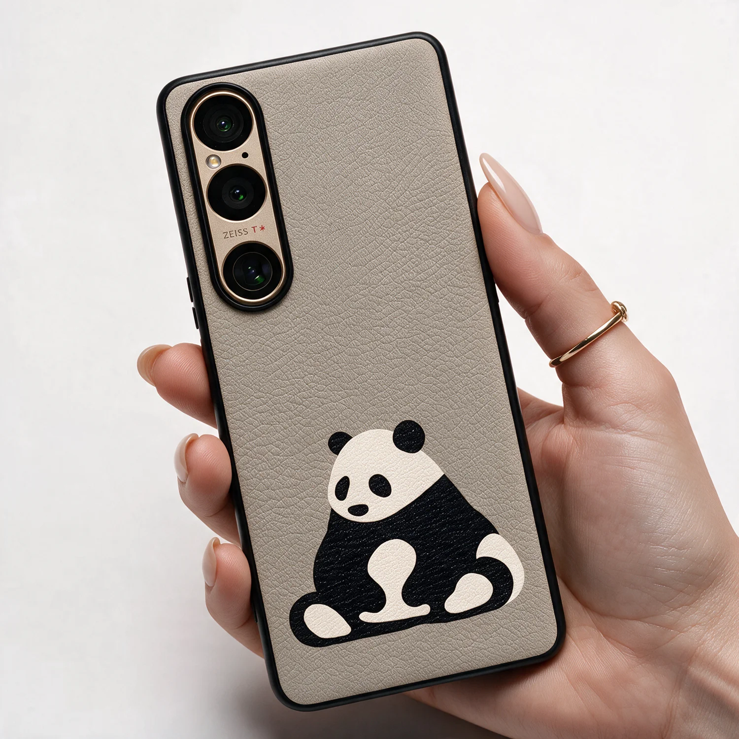For Sony Xperia 1 vi vii Case Luxury Genuine Leather Women Phone with Panda Pattern Design Anti-fall Shockproof 1vii Cover Cases