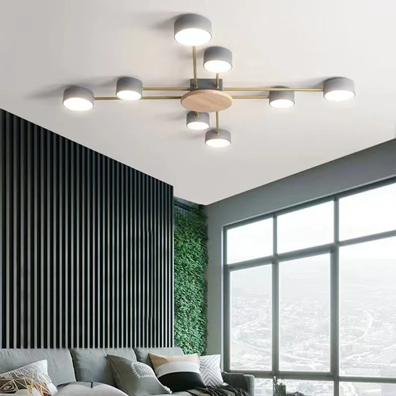 Modern living room LED ceiling lamp bedroom lighting hotel lobby black and white gray ceiling chandelier light direct sales