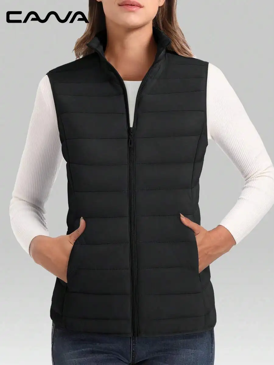 

Women's Lightweight Quilted Sleeveless Vest with Full Zip and Pockets