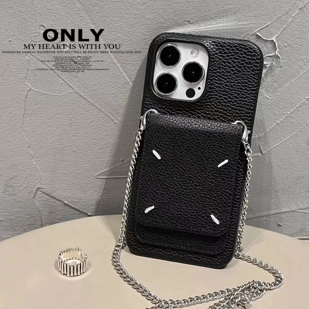 New Crossbody Necklace Strap embroider Wallet Card Bag Leather PU Phone Case for iPhone 13 Mini 12 11 14 PRO MAX 7 8 6 Plus X XR