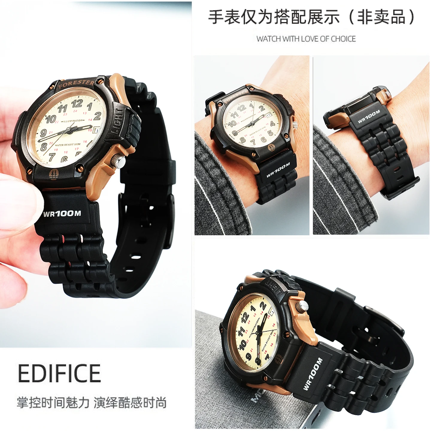 19mm Waterproof silicone rubber Strap For Casio FORESTER FT-500WC AW-80V W-89H Retro Male Female Student Rubber Watchband black