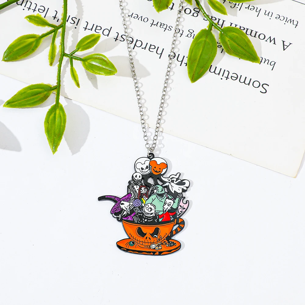 Disney Cartoon Anime The Nightmare Before Christmas Necklace Popular Cartoon Figure Pendant Accessories Jack Pendant Necklace