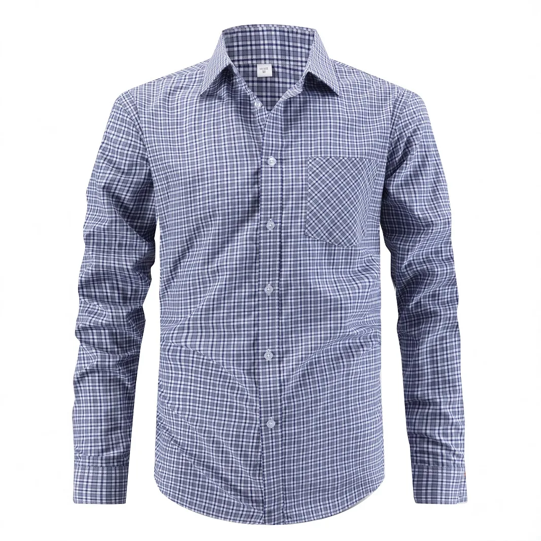 Camicia da uomo nuova Camicia da pendolare business casual con risvolto scozzese