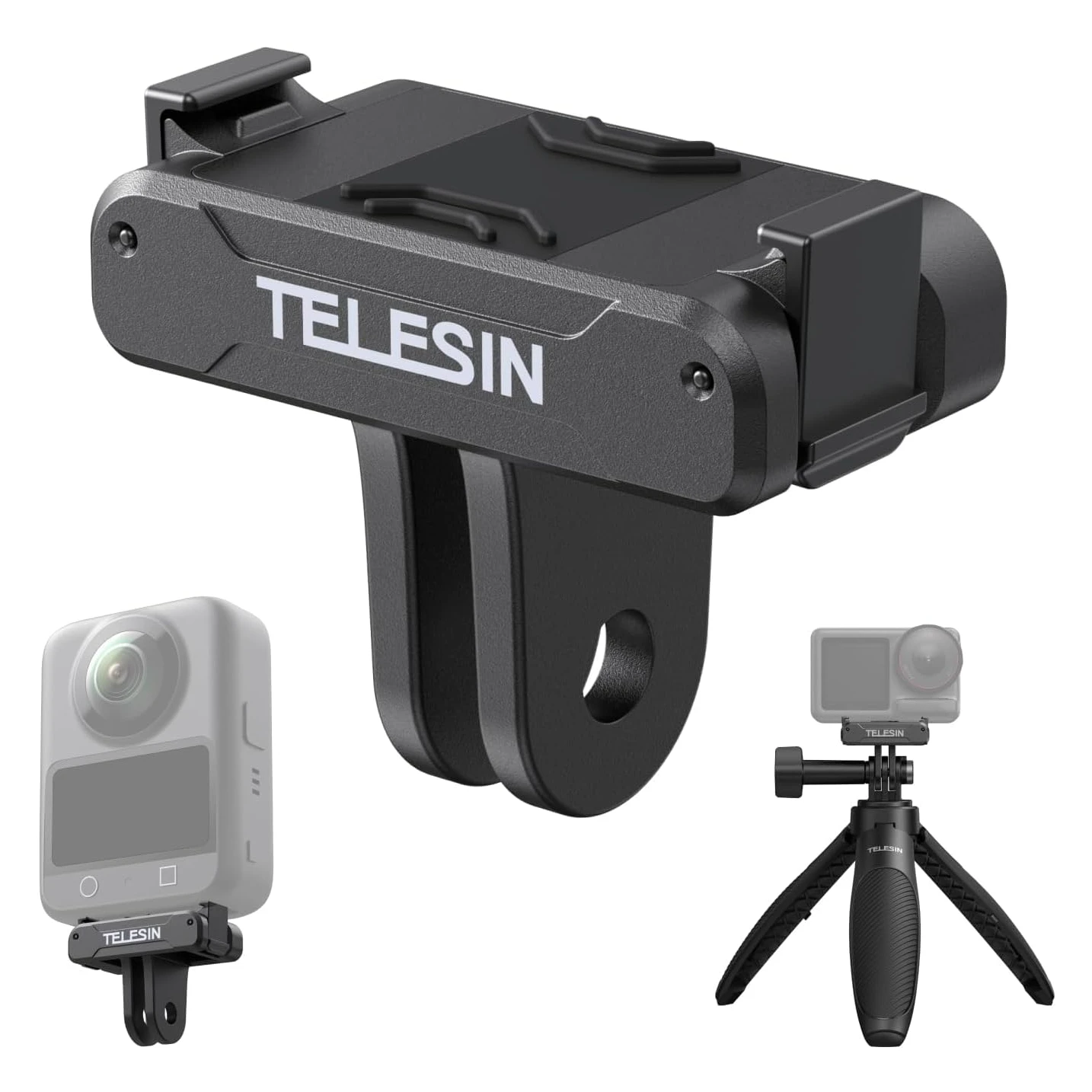 

TELESIN Magnetic Quick Release Base with Silicone Pad Durable Metal Latches Mount Accessories for DJI Osmo 360 Action 5Pro/4/3