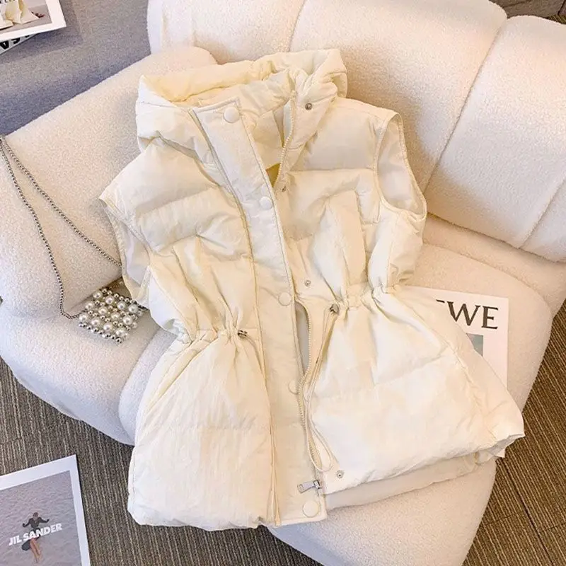 Gilet extra large in cotone da donna, ampio e spesso, caldo ed elegante, dimagrante con giacca per cappello