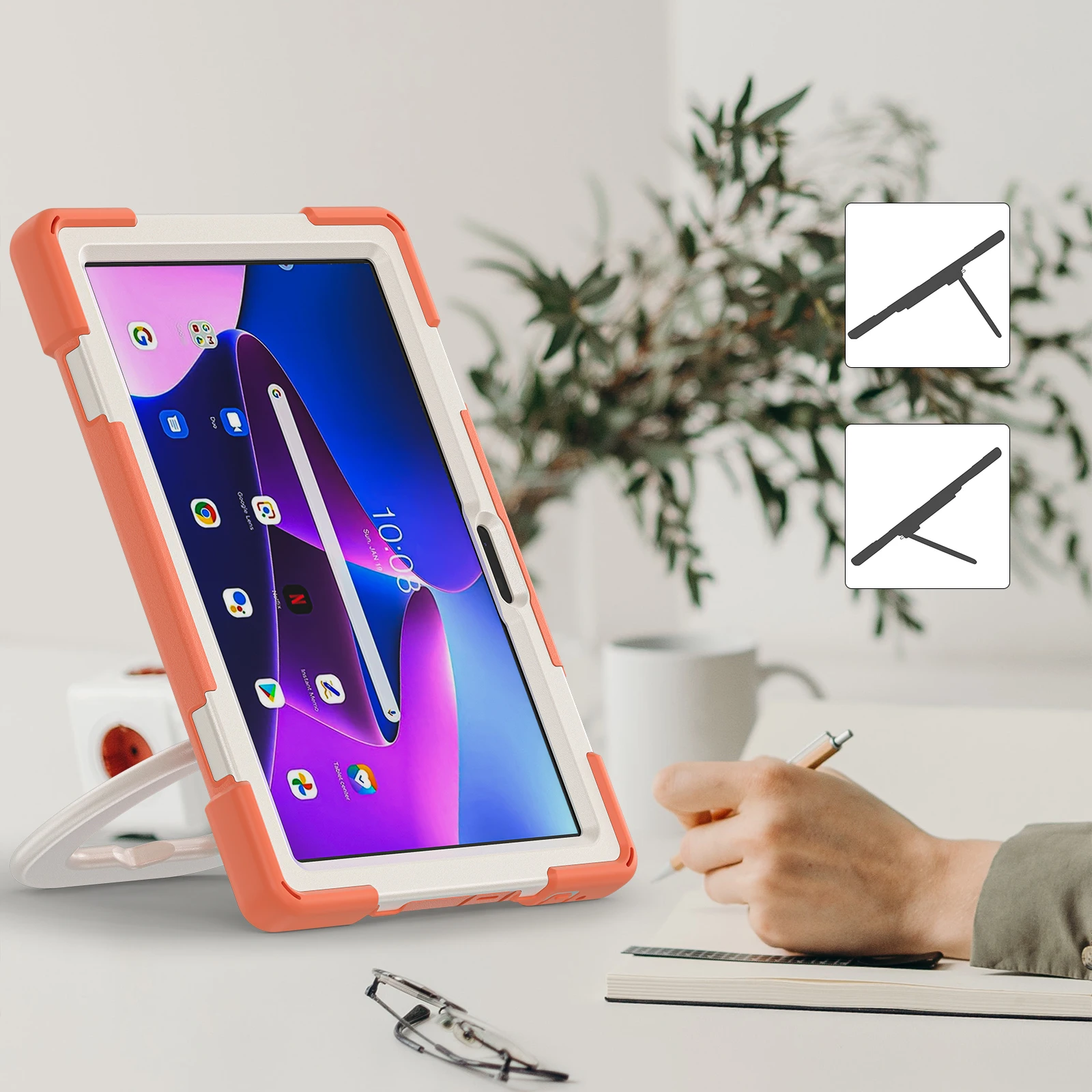 3-Layers Case For Lenovo Tab M10 Gen 3 (3rd Gen) 2022 10.1 inch TB-328FU 328XU 360 Rotating Stand Heavy Duty Hybrid Rugged Cover