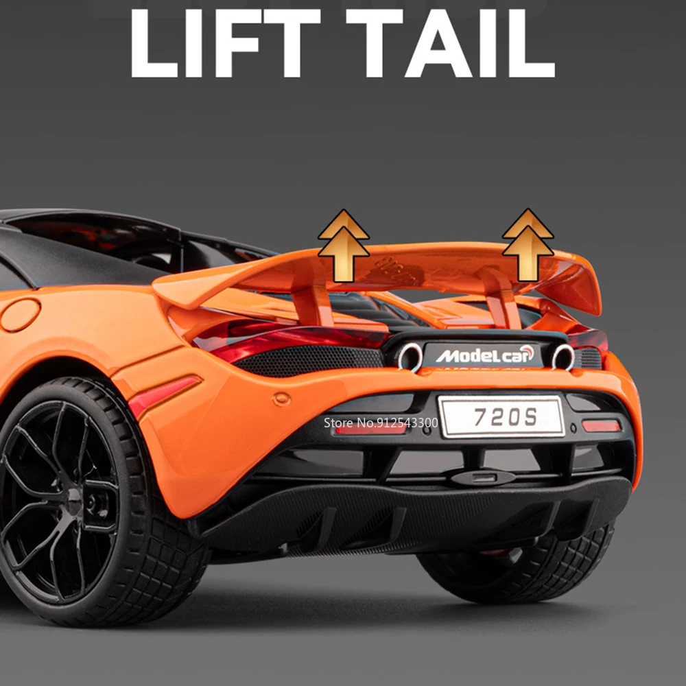 Size 1:18 720S Lambor LP770 Model Sports Car Toy Sound Light Pull Back Doors Opened Shock Absorption Vehicles Kids Presents