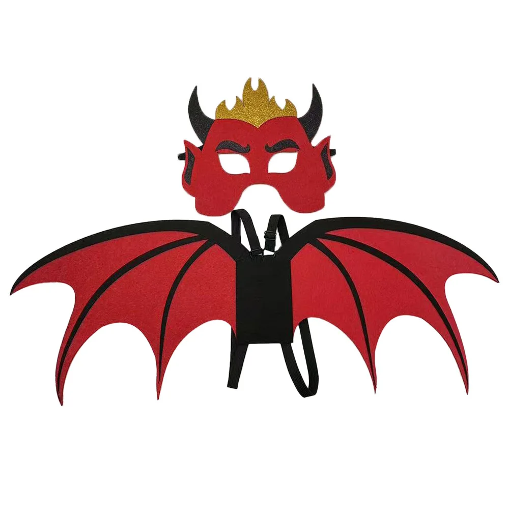 Halloween Masquerade Carnival Party Children's Costume Devil Dragon Wings  Mask Set