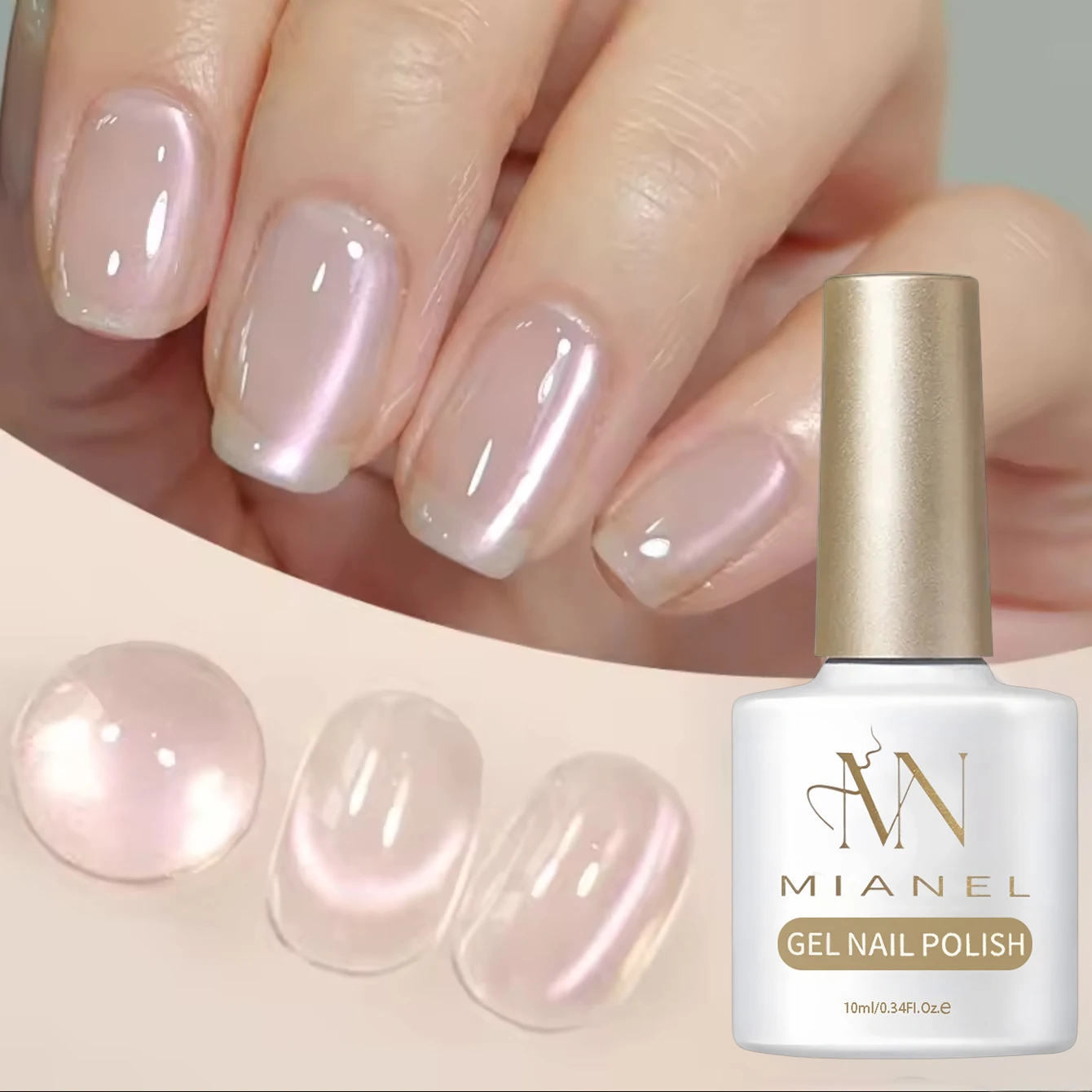 MISS MIANEL 1-4pcs Ice Translucent No Base Color Colorful Plain Boiled Water Cat Eye Gel Nail Polish Nail Art White Pink Nails