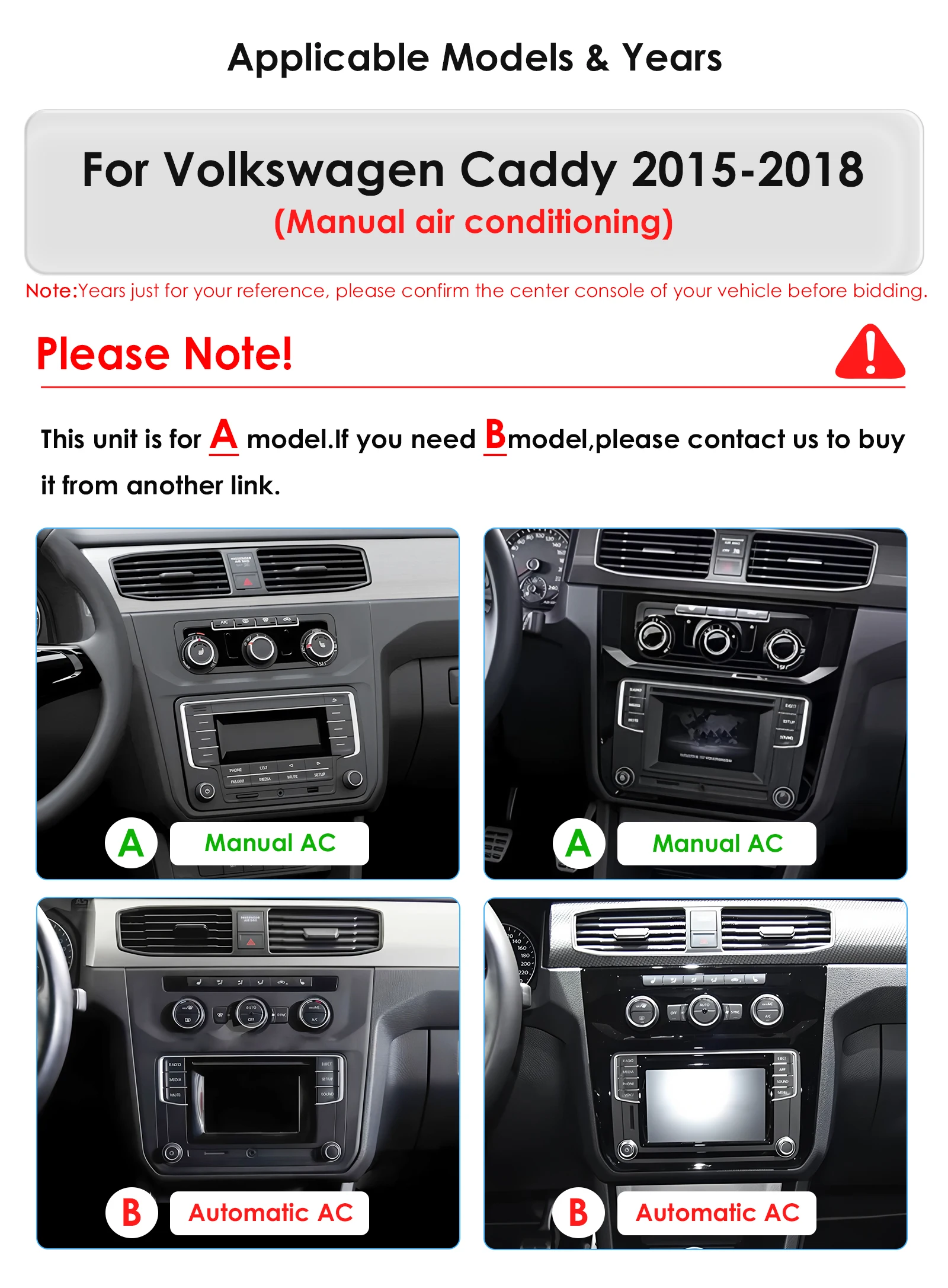 Ossuret 2din Carplay Car Intelligent Systems For Volkswagen Caddy 2015-2018 (Manual & Auto AC) Support Android Auto 4G WIFI RDS