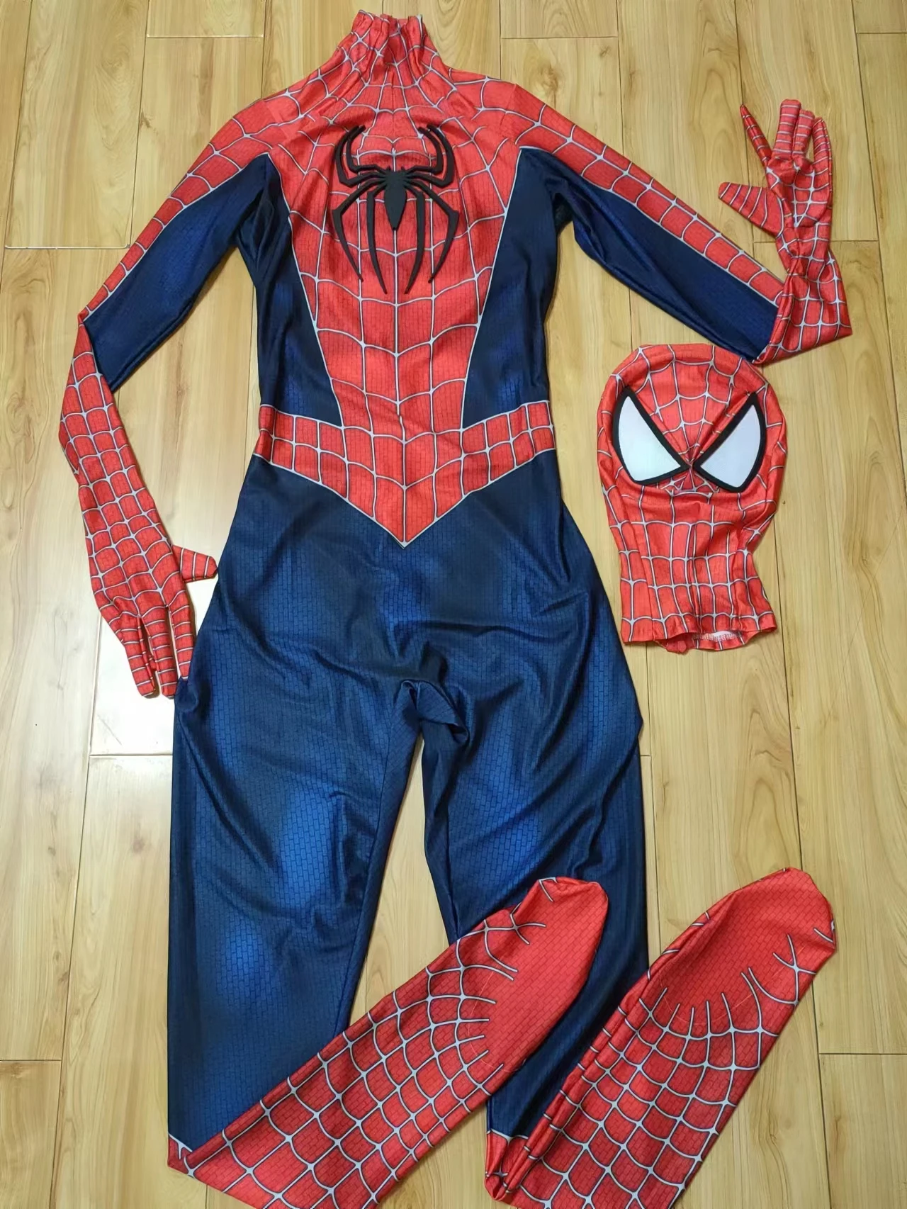 Maguire Raimi SM Cosplay 3D LOGO Spidey Costume Superhero Zentai Bodysuit Spandex Halloween Costume Disfraces Adult - view 4