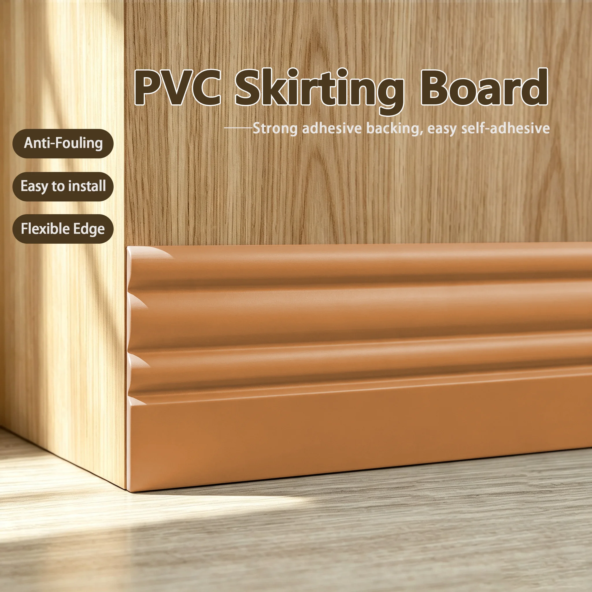 (Length: 6 Meters, Thickness: 3 Millimeters) Self-Adhesive PVC Skirting Board - Suitable For Home Decoration And Decoration.