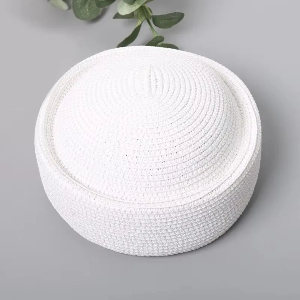 Versatile Breathable Beret Sun Hat Circle Concave Top Flat Top Straw Sun Hat Handmade Straw Pillbox Cap Summer Season