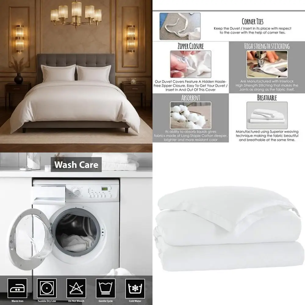 

Charlotte 1-Piece Duvet Cover, Premium 1000 Thread Count Egyptian Cotton, Soft, Breathable with Zip Closure and Corner Ties, Sat