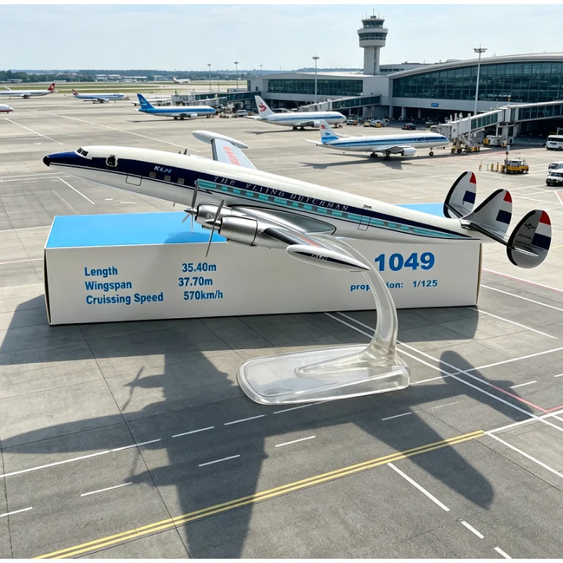 1:125 Scale The Flying Dutchman KLM L-1049 Airlines ABS Plastic Airplane Model Toy Aircraft Plane Model Display Collection Fans