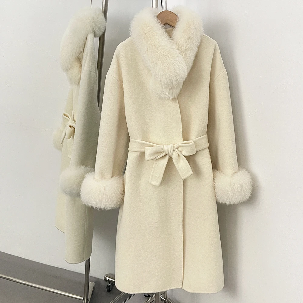Women Fur Coat Luxury Woolen Jacket with Fur Collar for Women Winter Coat Trench Coat New Coats and Jackets Manteau Femme 2026