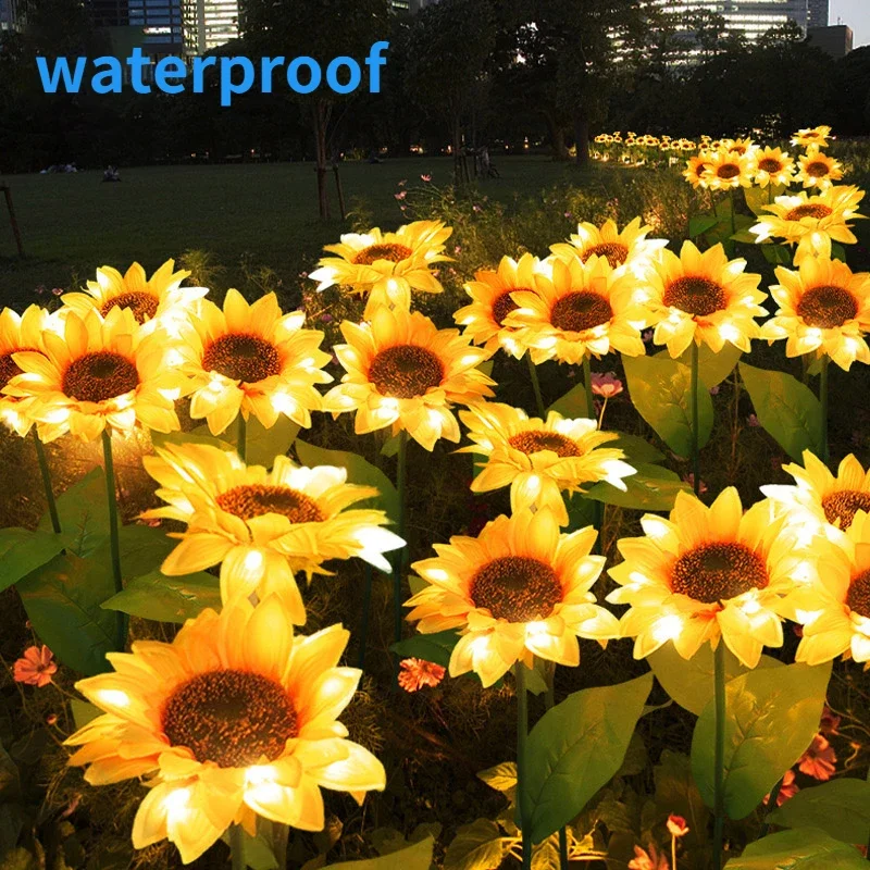 Garden Lights Solar LED Light Waterproof Sunflower Lawn Light Courtyard Garden Decoration Outdoor Landscape Lighting for Patch