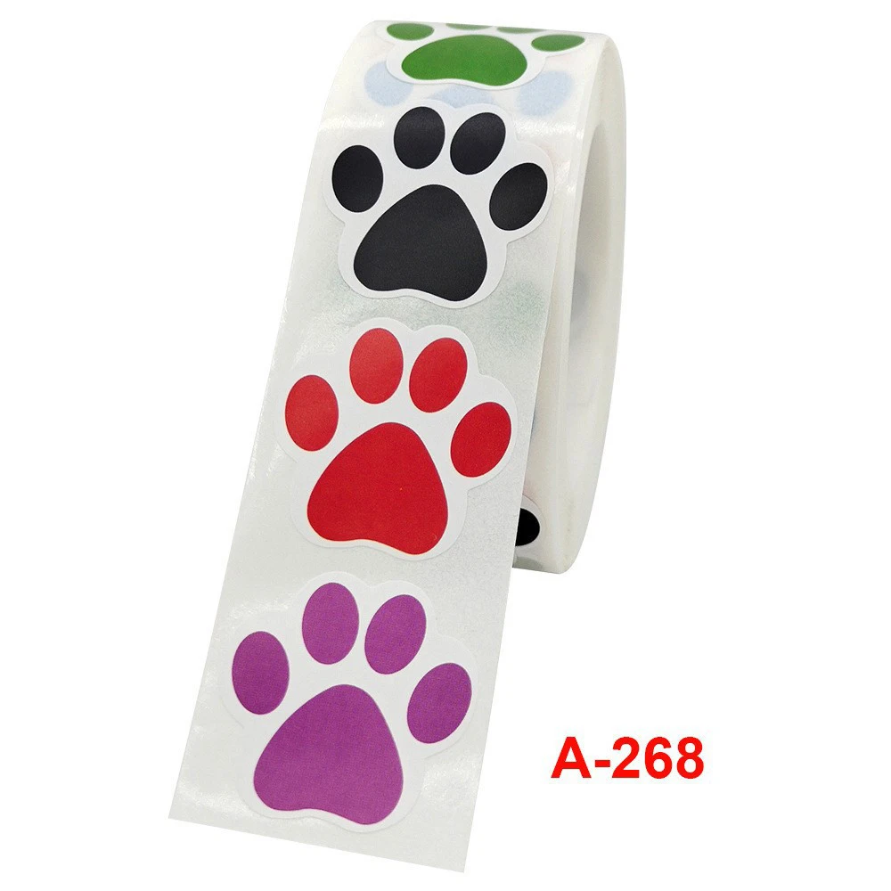 500PCS/Roll 2.5*2.5CM Dog Footprint Stickers PVC stickers children's items marking props toys children's stickers