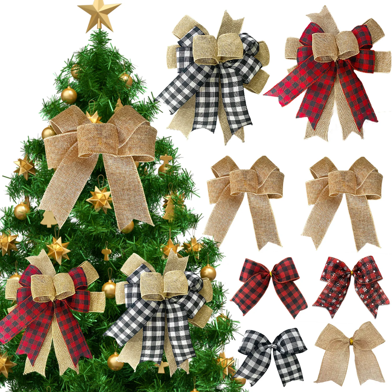 New Creative Multi-layer Large Bow Ornaments for Christmas Tree and Wreath Decoration Accessories Christmas Decorations