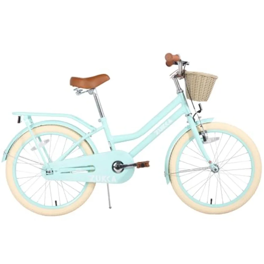 20/24 Zoll Mädchen-Cruiser-Fahrrad 1-Gang Hybrid-Citybike für Jugendliche 7-10+ Jahre mit Weidenkorb und Gepäckträger