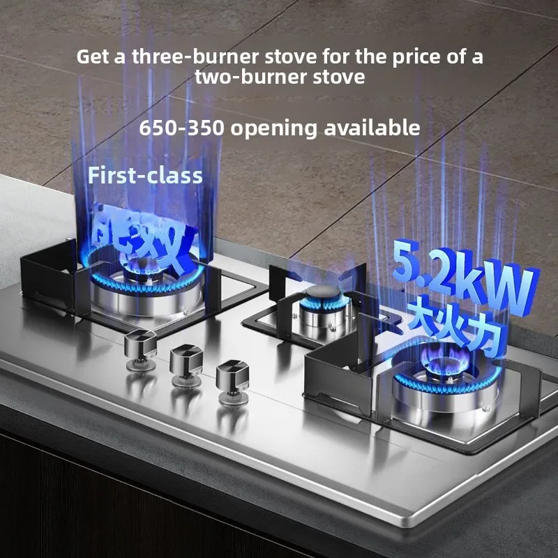 Fogão de três cabeças Fogão de três olhos a gás Cozinha doméstica à prova de explosão Gás liquefeito Fogão a gás natural