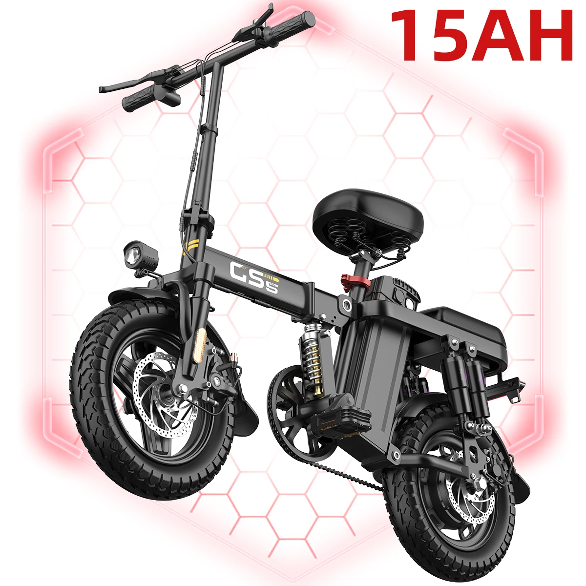 Uplee GS5 500W 48V 15AH Electric Bicycles Ebike E-Bike For Adults, 3-Riding Modes, 14" Foldable Ebike, With Charger And Battery, MAX Speed 19.9 MPH, Dual Disc Brakes, Durable And Lightweight Frame, All-Terrain Foldable Ebike image 4
