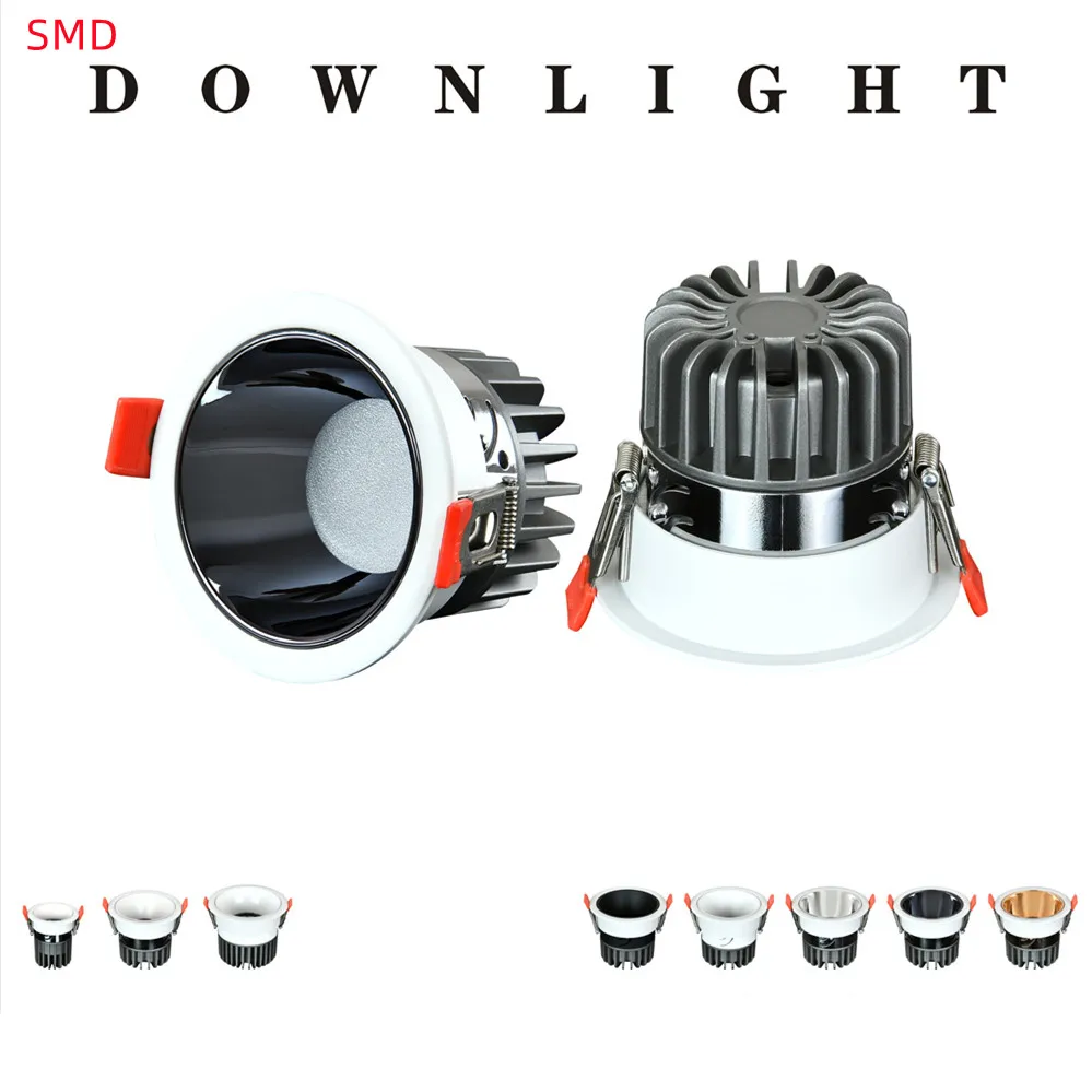 High Quality Aluminum Enclosure Ceiling Recessed SMD 7W 9W 10W 12W 15W 18W 20W 24W LED Downlight for Commercial Home Lighting