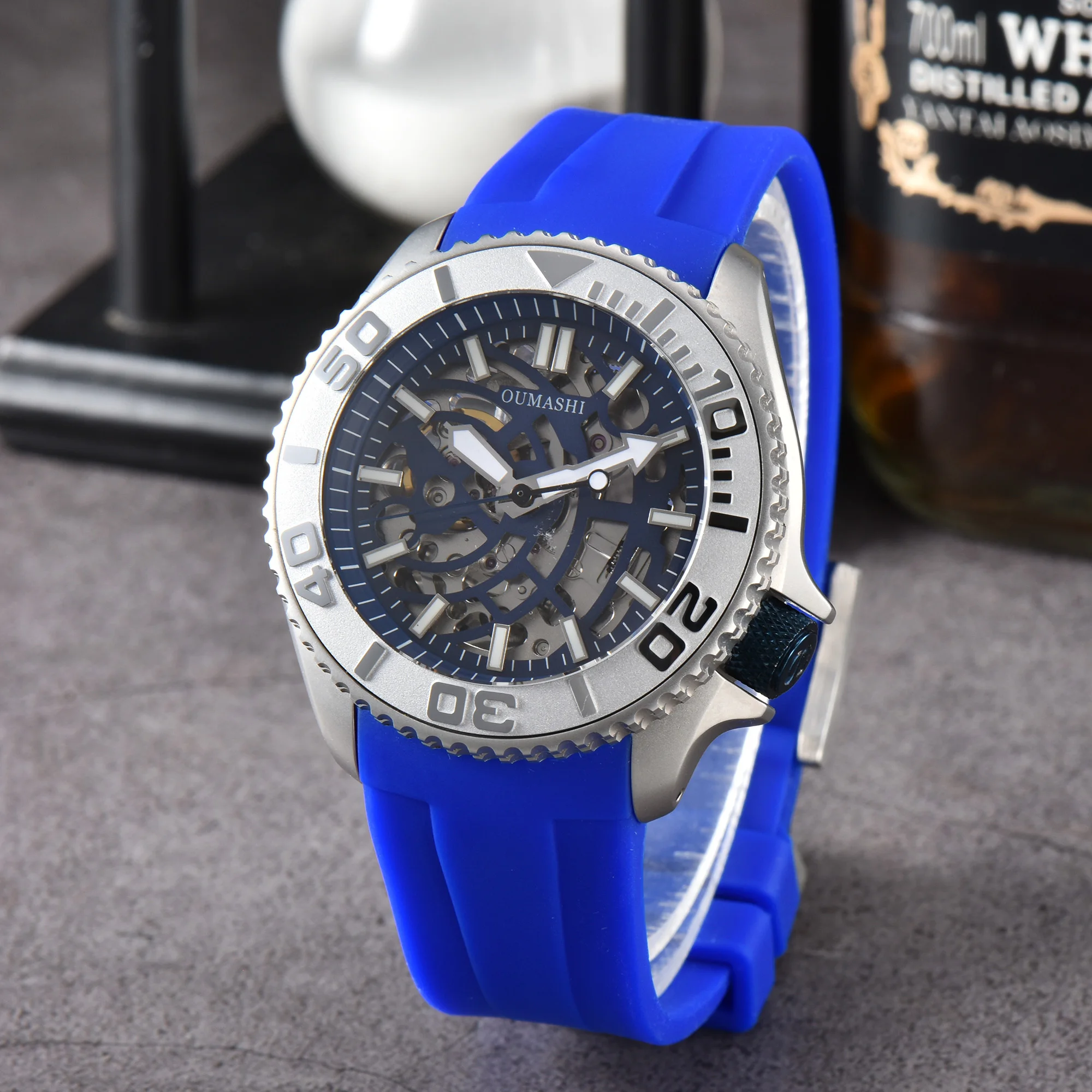 Men's stainless steel waterproof watch, automatic movement, Brightness 007, Luxury, New, NH38, 007OUMASHI