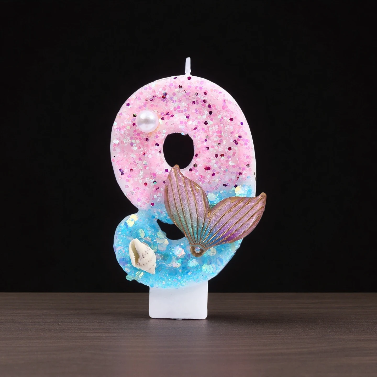 Gradient Blue Shell Pearl Creative Digital Birthday Candles - Cake Decoration Party Supplies - view 3