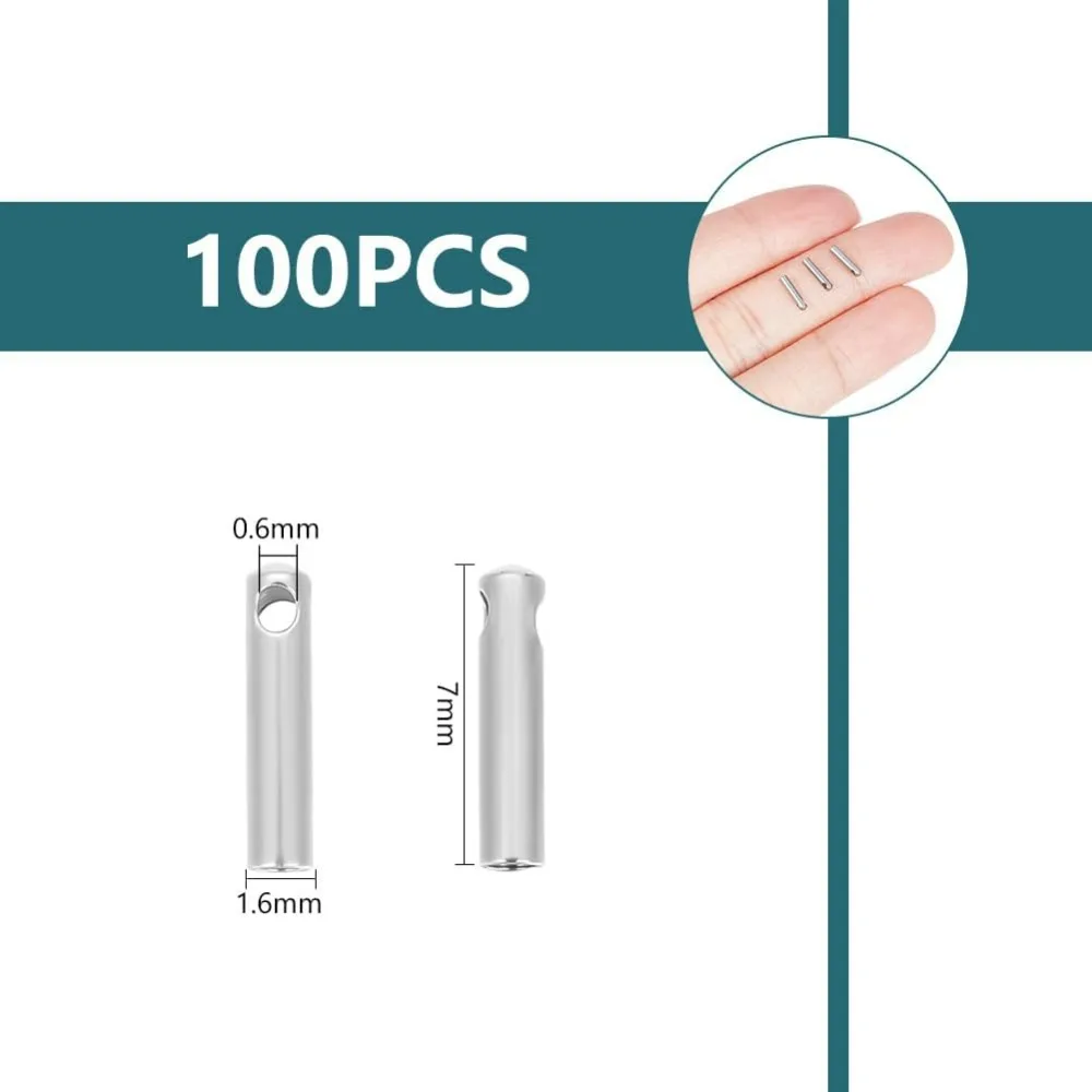 100 قطعة الحبل الفولاذ المقاوم للصدأ ينتهي نهاية قبعات 1 مللي متر القطر الداخلي العمود مخروط الجلود الحبل ينتهي صنع المجوهرات قبعات سوار