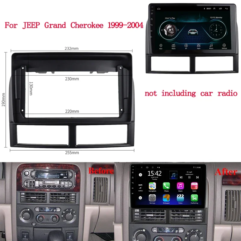 

9-дюймовая автомобильная радиоприемная GPS-навигационная панель для Jeep Grand Cherokee 1999-2004 2 Din автомобильная аудиорамка