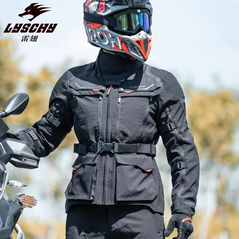 LYSCHY Motorcycle Jacket Men's Winter Warm Waterproof Anti-fall Motorcycle Rider Pull Jacket Motorcycle Off-road Commuter Jacket