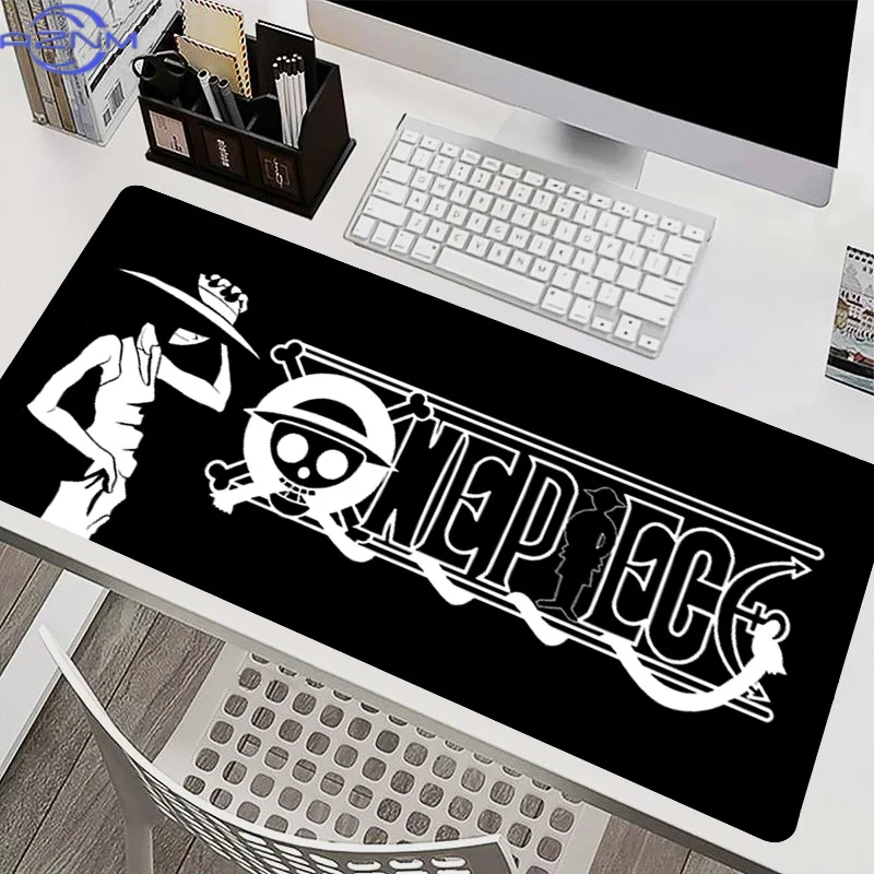 Black and white anime Mouse Pad Large Game XL Keyboard Desk MouseMat Gaming Carpet Notbook O-One Pieces L-Luffy Mousepad For LOL