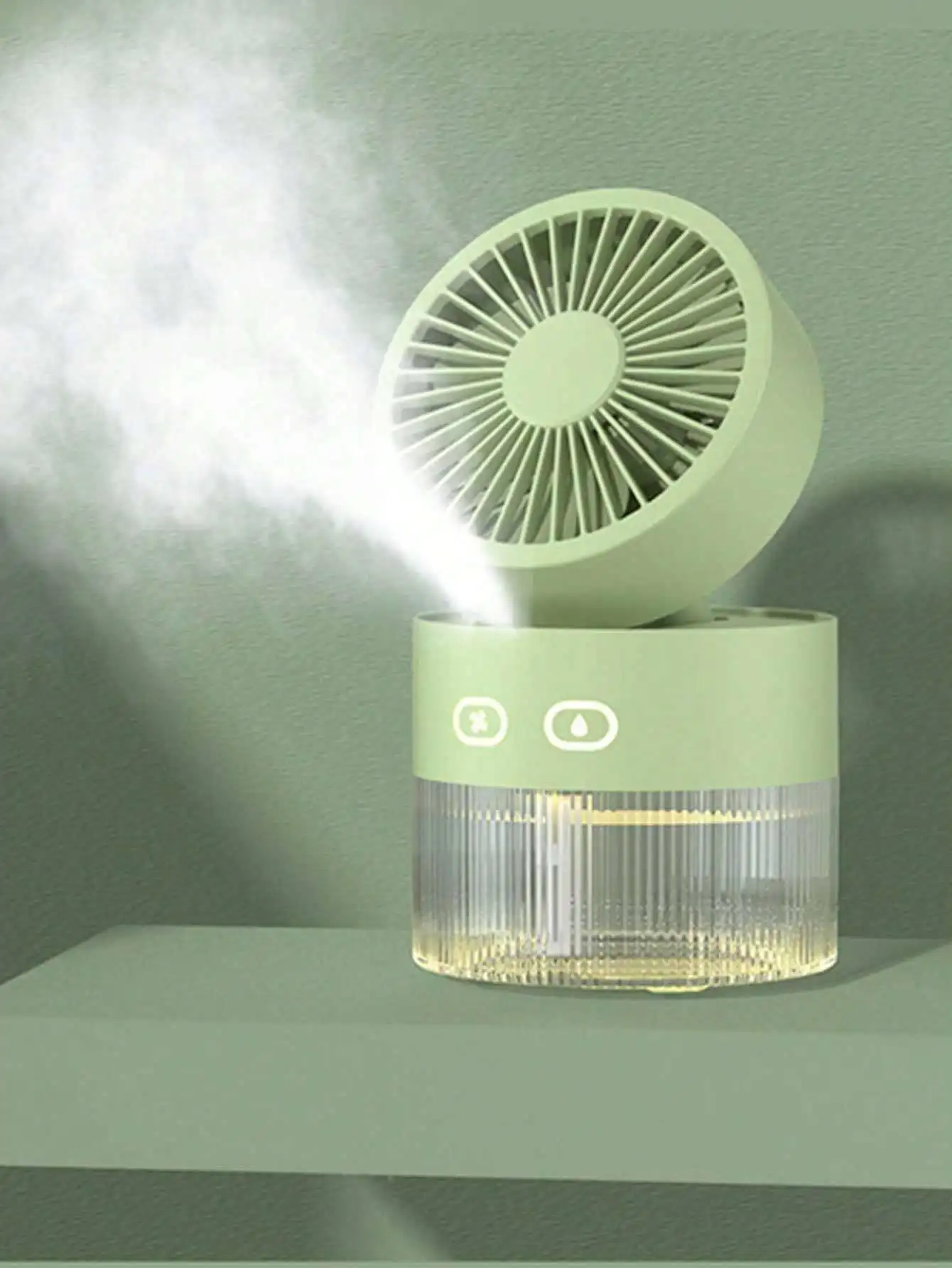 Mini Cooling Fan With Mist, Air Conditioning And Humidification  For Desktop, Office, Quiet And Portable