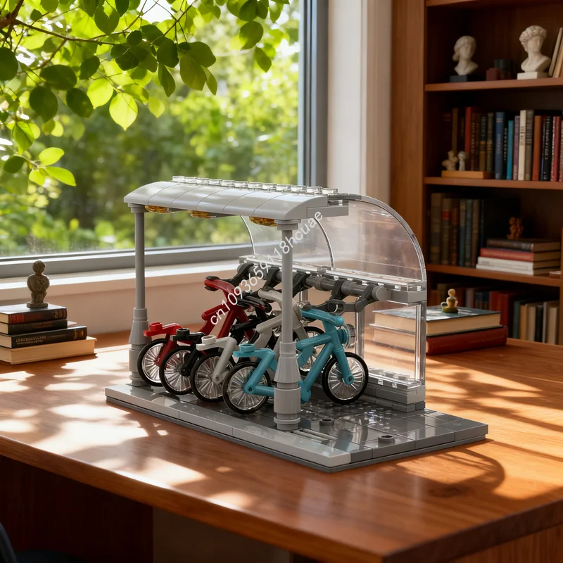 

Набор строительных блоков MOC «Велосипедная стойка» (107 деталей), модель городской инфраструктуры, креативная развивающая игрушка, идея для подарка на Рождество, конструктор для детей