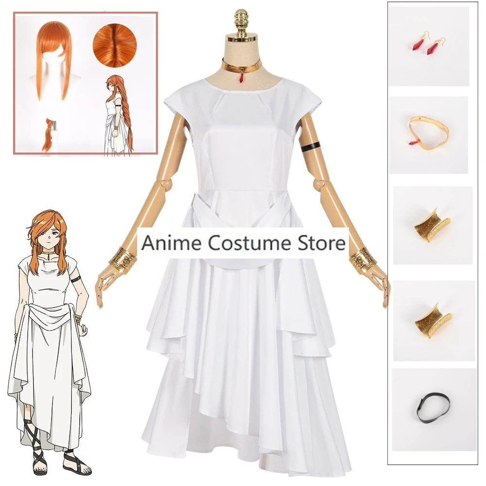 Frieren Beyond Journey's End Anime Flamme Cosplay Costume Wig White Dress Woman Covention Party Outfits