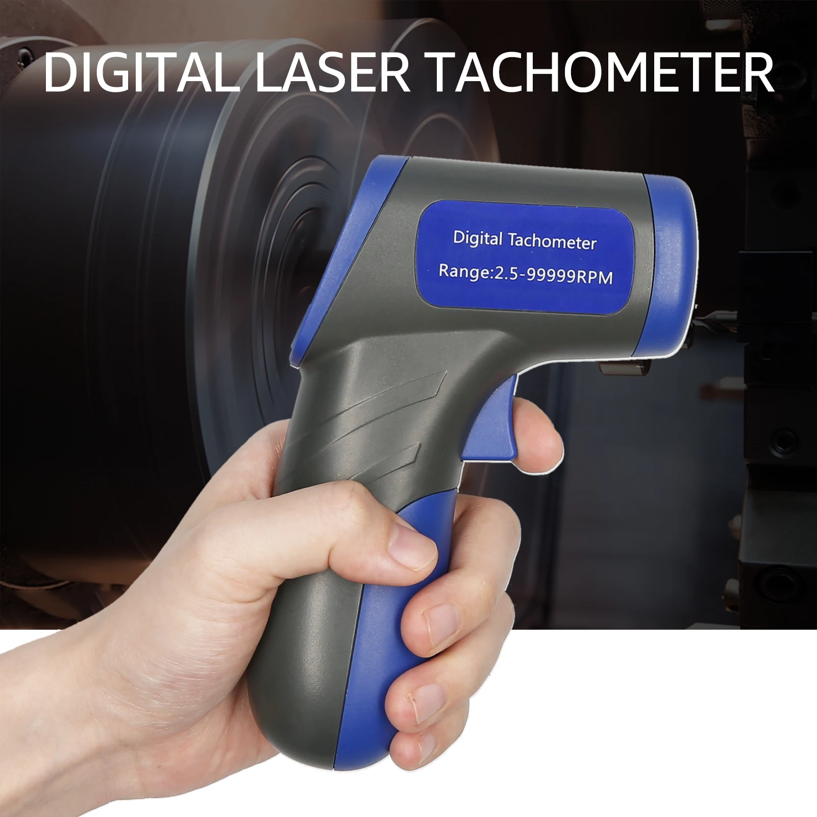 Digital Tachometer Laser Tachometer Handheld RPM Meter Speedmeter (2.5-99999RPM Measuring Range) with Backlit LCD Display