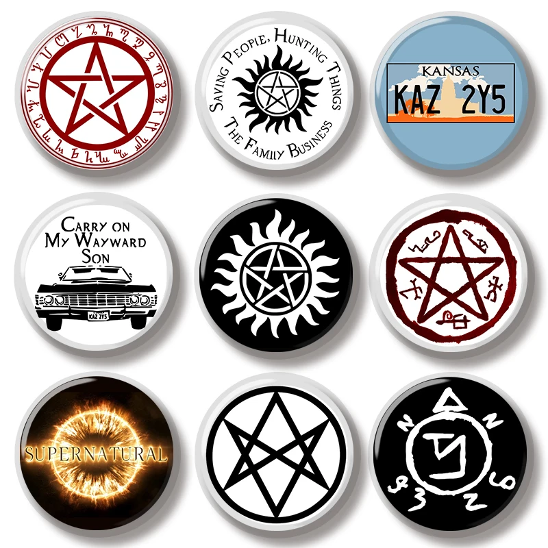 44MM TV Show Supernatural Symbols Pin Soft Button Jewelry Creative Badge Cartoon Brooch Lapel Pin Bag Backpack Hat Decoration