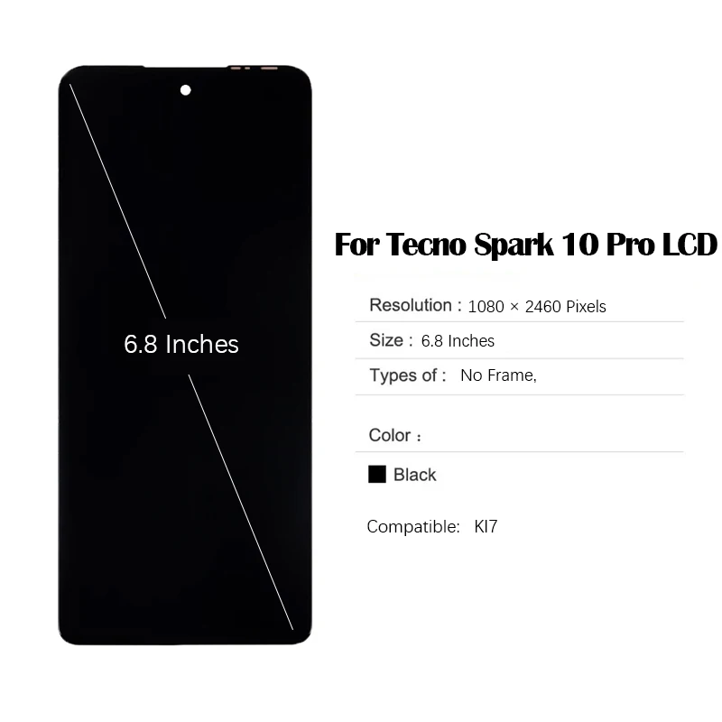 LCD Screen 6.80 inches For Tecno Spark 10 Pro LCD Display Spark10Pro KI7 Touch Screen Digitizer Assembly Replacement Parts