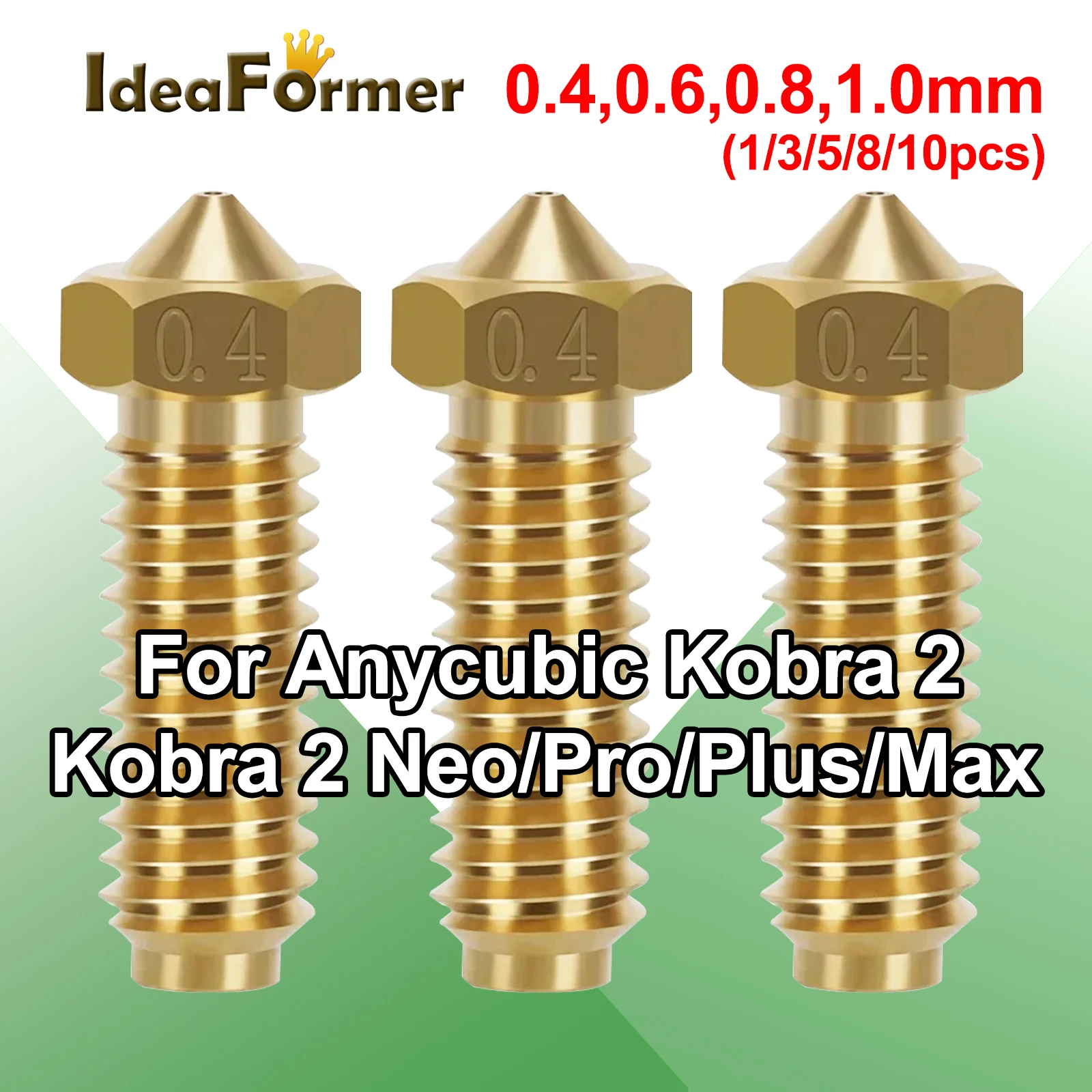 

Nozzles Brass 0.4 0.6mm 3D Printer Nozzles For Anycubic Kobra 2 Volcano Nozzles For Kobra2/ Kobra2 Pro/Kobra2 Max/ Kobra2 Plus