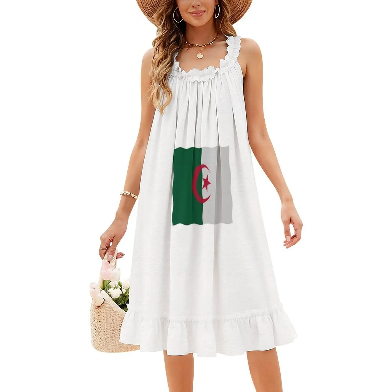 الجزائر العلم الأزهار سموك فستان للنساء الربيع الصيف فستان كاجوال للحزب الوطنية الأمة البلد مكان الأرض الإناث #4