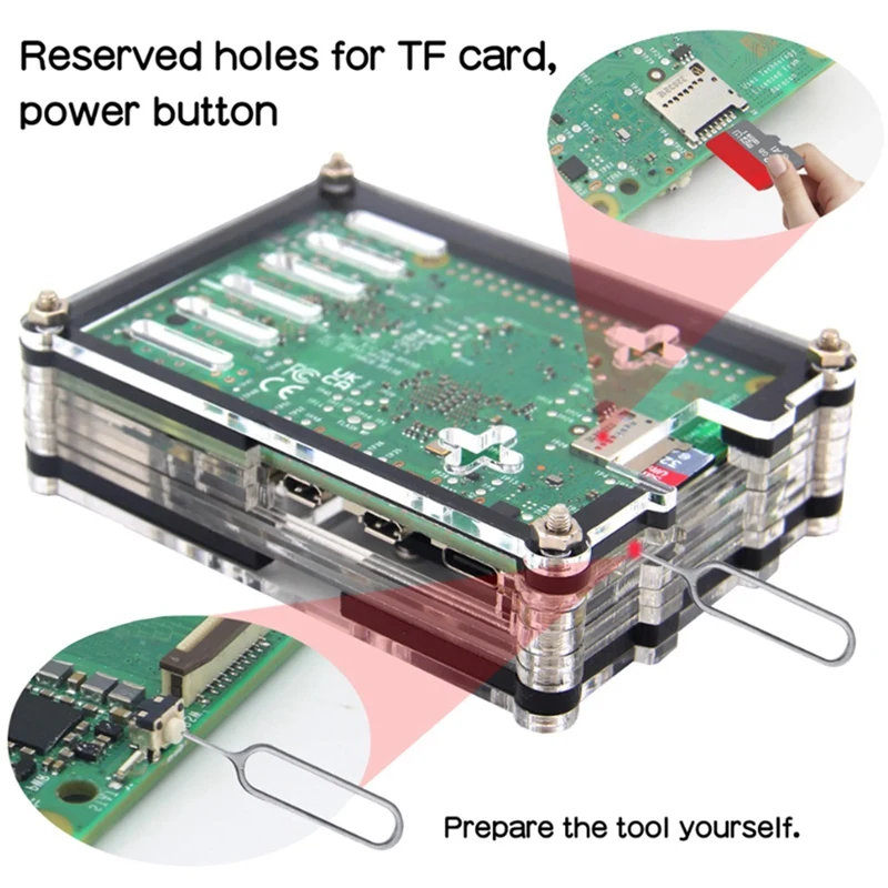 Caja de acrílico de 1 pieza como se muestra 92X67x25mm para Raspberry Pi 5, Compatible con Raspberry Pi 5 Active Cooler