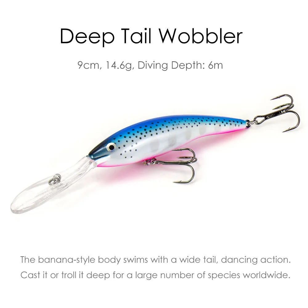 Countbass Crankbemberg Leurres de pêche flottants, Deep Tail WobJeff, Long Jules, 90mm, 3-35/64 \