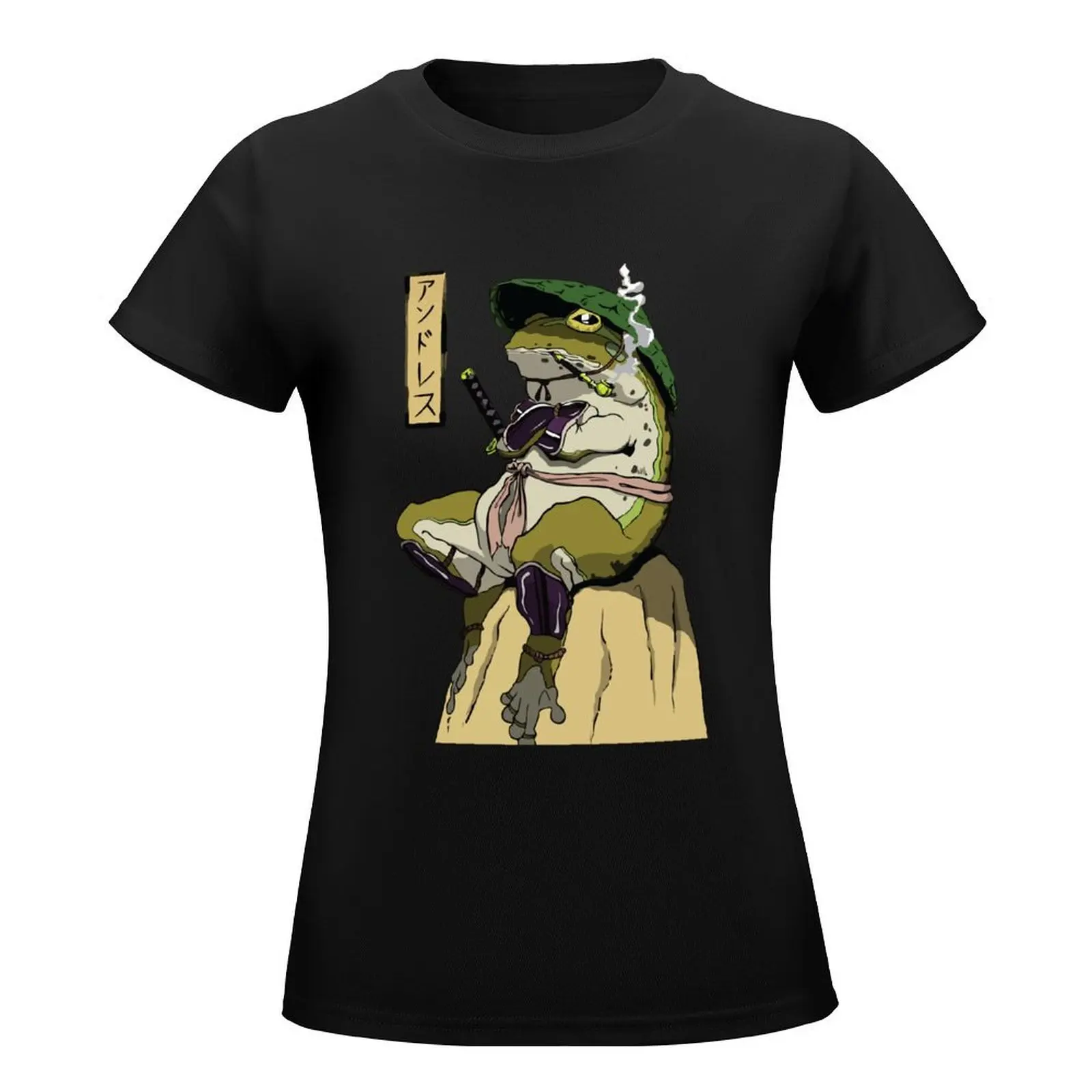 Music Retro Samurai Frog Gifts Music Fans T-Shirt Short sleeve tee Female clothing t-shirts for Women loose fit