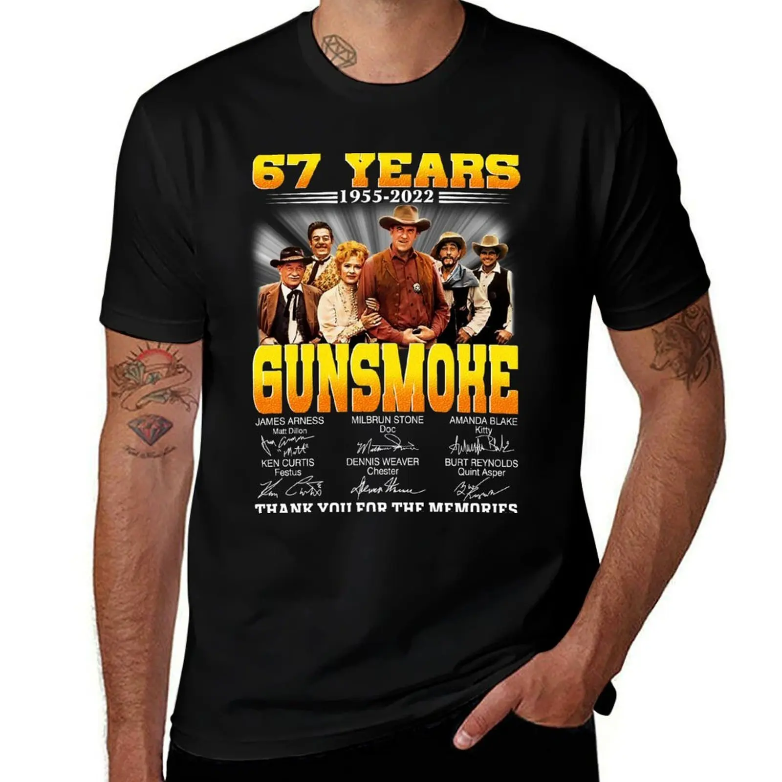 

67 years Gunsmoke T-Shirt mens graphic t shirts t shirt men 100% cotton luxury brand T-Shirt