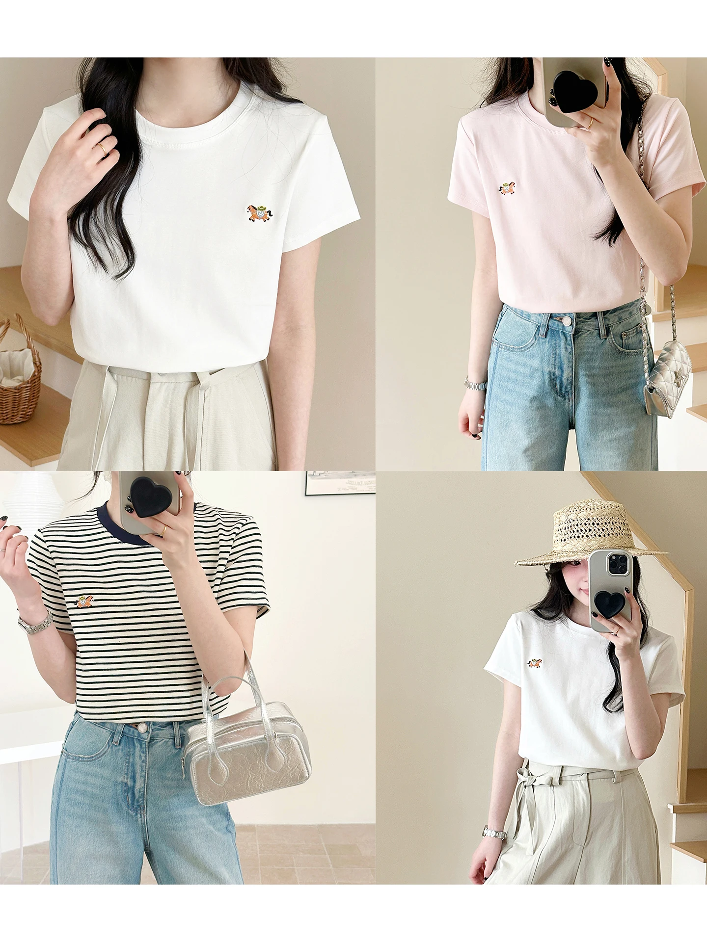 

Летняя женская свободная белая футболка с вышивкой, с коротким рукавом, повседневная, из хлопка, удобная, дышащая, коллекция 2026