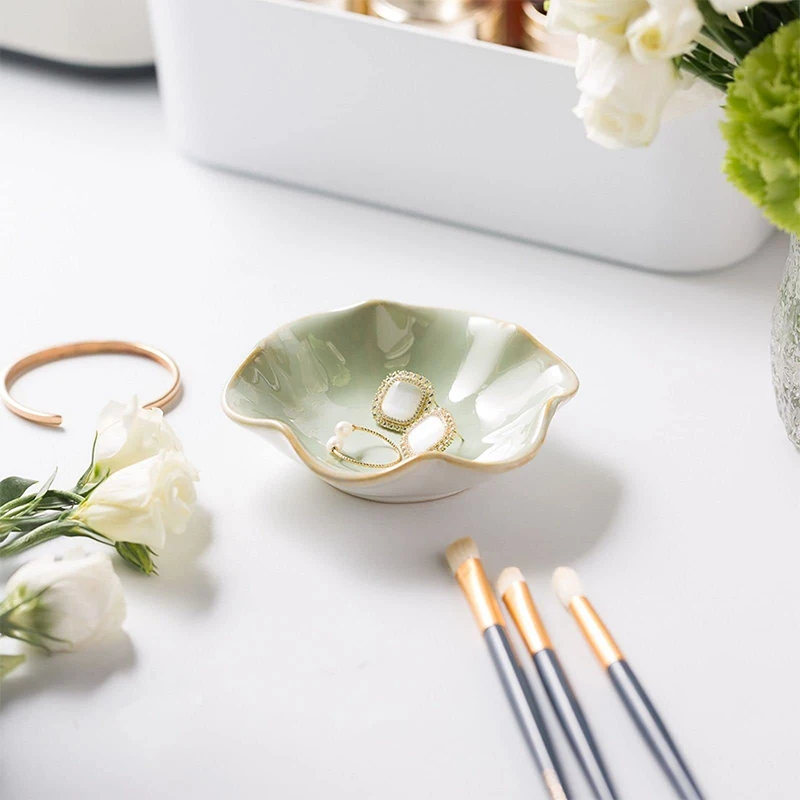 Lotus Jewelry Tray Ceramic Ring Dish Small Key Bowl Cute Ring Holder Trinket Dish Great Jewelry organizing for woman