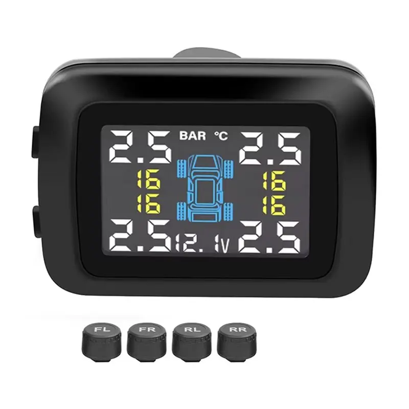 

TPMS Tire Pressure Monitoring System With Cigarette Lighter Display And 4 External Sensors Tyre Pressure Alarm