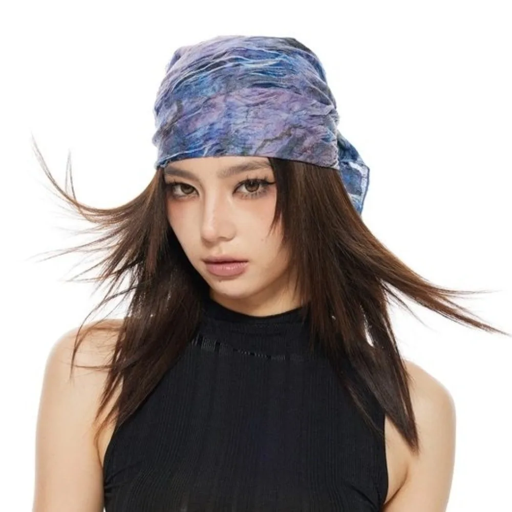 

Y2K Wasteland Style Hair Scarf Hip Hop Punk Tie-dye Hair Band Soft Wrap Headband Distressed Ripped Tube Top Daily