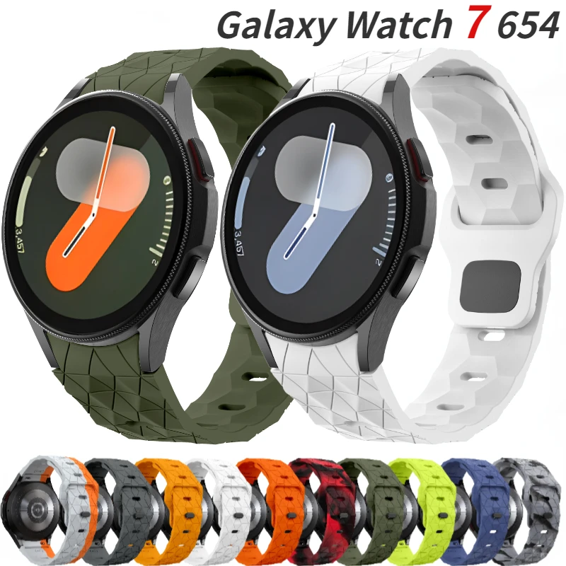Samsung Galaxy için silikon kayış izle 7 6 5 4 40mm 44mm futbol desen bilezik bileklik izle 6 klasik 47mm 46mm bant